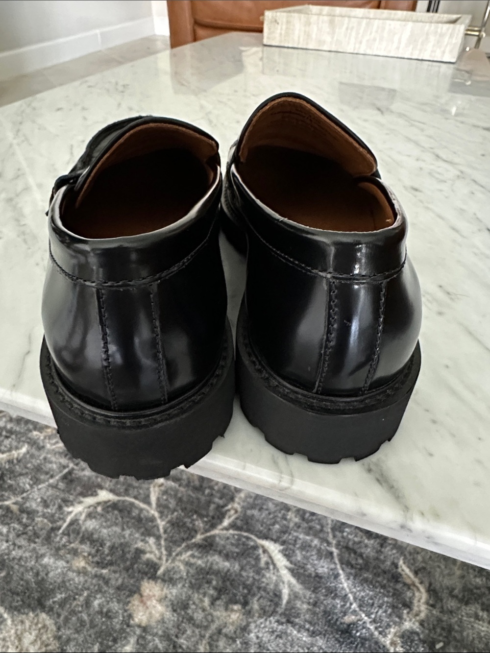 Thursday Boot Company Black Leather Lug-Soled Penny Loafers - Picture 3 of 11